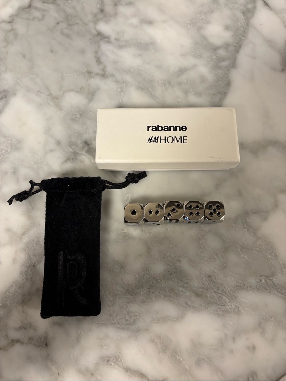 H&M Rabanne Silver Decorative Dice Set